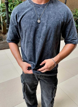 1300 - Premium acid-wash solid drop shoulder