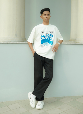 1342 - Escape – Drop Shoulder Oversized T-shirt | Off-White