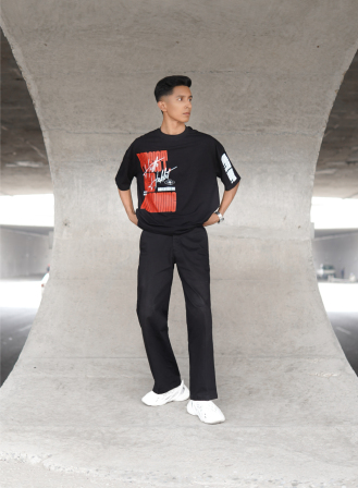 1343 - Hustle Habit – Drop Shoulder Oversized T-shirt | Black