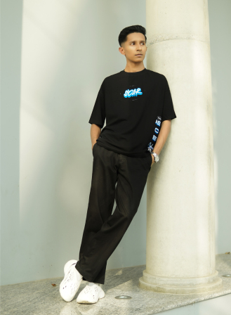 1348 - Soar – Drop Shoulder Oversized T-shirt | Black