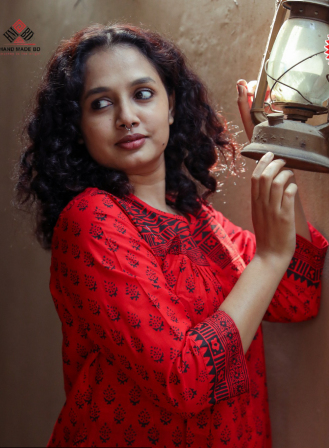 1350 - Handmade Cotton Kurti - Red