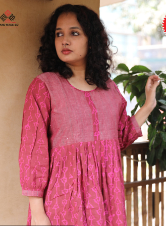 1351 - Handmade Cotton Kurti - Pink