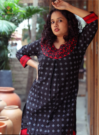 1353 - Handmade Cotton Kurti - Black
