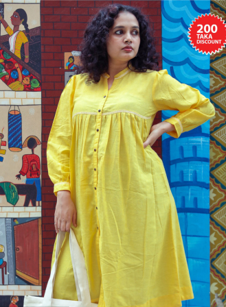 1355 - Handmade Cotton Kurti - Yellow