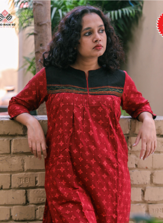 1356 - Handmade Cotton Kurti - Red