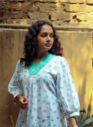 1358 - Handmade Cotton Kurti - White