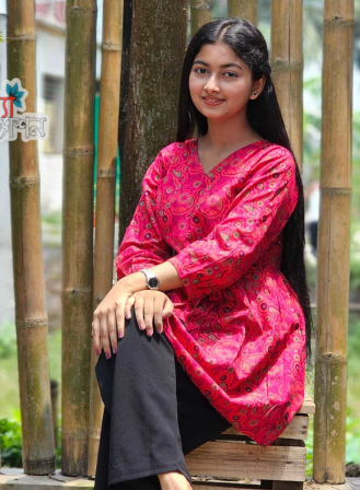 1378 - Ladies' Short Kurti - Red