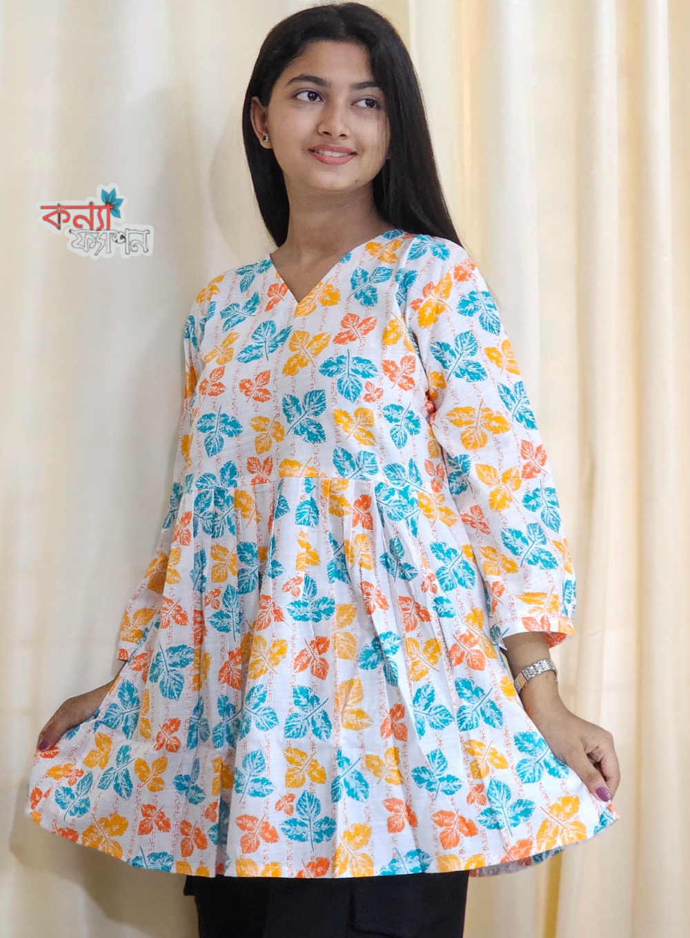 1379 - Ladies' Short Kurti - Multicolor