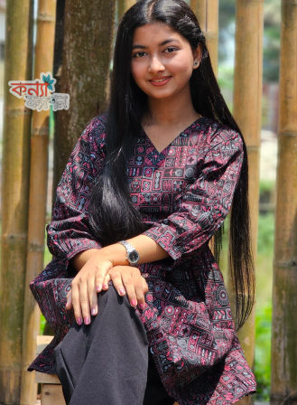 1382 - Ladies' Short Kurti - Black