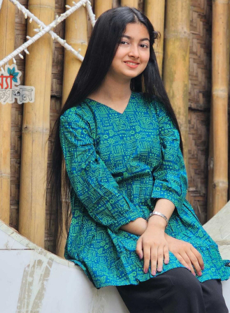 1385 - Ladies' Short Kurti - Dark Teal