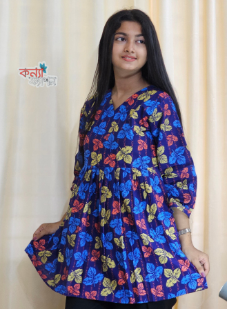 1388 - Ladies' Short Kurti - Navy Blue