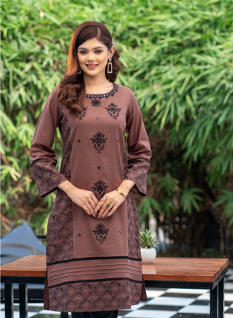 1417 - Aaron Clothing ladies kurti - Chocolate