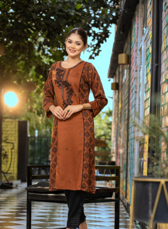 1418 - Aaron Clothing ladies kurti - Brown