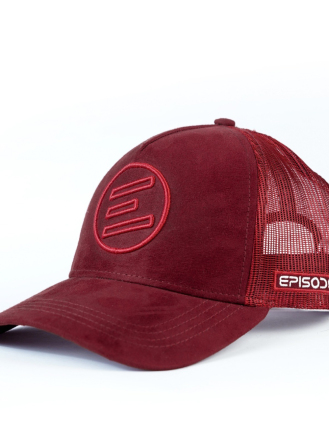 1433 - Iconic Maroon Suede Trucker Cap