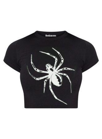 1470 - Feelzaven Crop Top Spider Silhouette