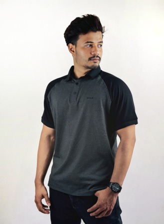 1518 - Charcoal Raglan Polo