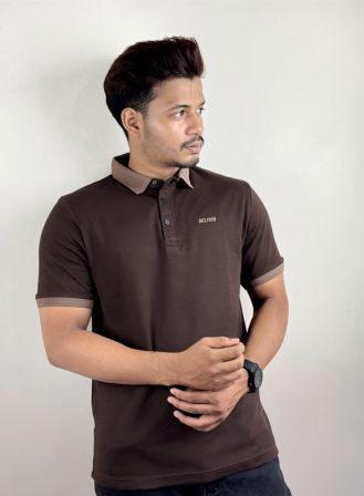 1520 - Mocha Edge Interlock Polo
