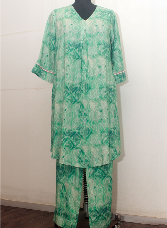 1593 - LPS867 Women's Set Lt. Green White Print