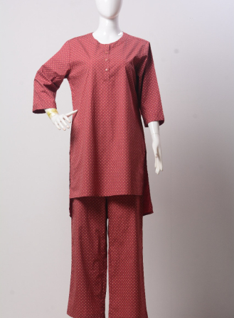 1596 - LS1204 Women's Set Square Dot on Maroon