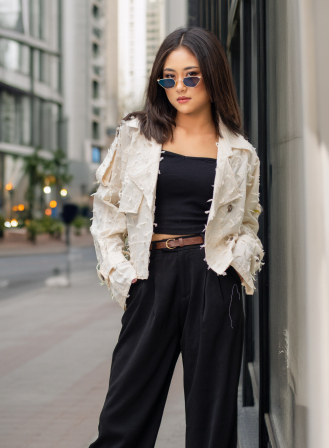 1641 - Cropped Embroidered Cotton Summer Tops