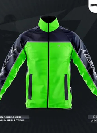1674 - SPEEDY Premium Reflected Windbreaker - Navy Blue Neon