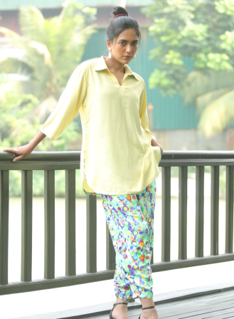 1765 - LS550 Women's Set Yellow & Blue Print