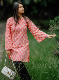 1854 - Konna Fashion Cotton Kurti - Pink