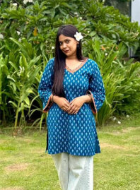 1858 - Konna Fashion Cotton Kurti - Blue1