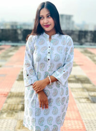 1859 - Konna Fashion Cotton Kurti - White1
