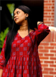 1860 - Konna Fashion Cotton Kurti - Red1