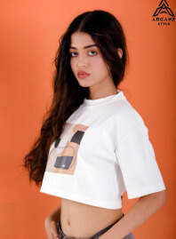 1872 - Classy Baggy Crop Tees  - White
