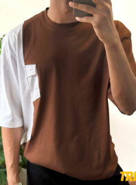 1901 - Contrast Oversized T-shirt – Brown