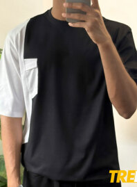 1902 - Contrast Oversized T-shirt – Black