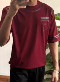 1905 - Pocket Printed Oversized T-shirt – Maroon