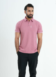 1926 - Falcon Fit Men's Cotton Polo 003 Melange Parrot Pink