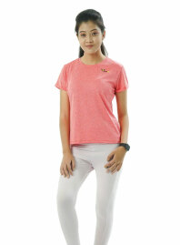 1969 - FF Women's Round Neck Polyester T-Shirt 0001 Melange Red Orange