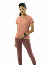 1972 - FF Women's Round Neck Polyester T-Shirt 0001 Melange Brown