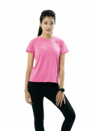 1975 - FF Women's Round Neck Polyester T-Shirt 0001 Melange Megenta