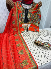 2025 - Digital Printed 3Piece Set- Orange & White