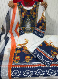 2028 - Digital Printed 3Piece Set - Blue & White