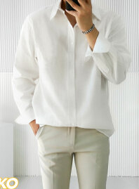 2039 - Solid Cotton Casual Shirt – White