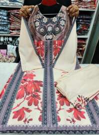 2043 - Digital Printed 3Piece Set - White & Red