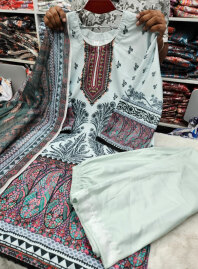 2054 - Digital Printed 3Piece Set - White3