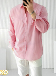 2060 - Solid Cotton Casual Shirt – Baby Pink