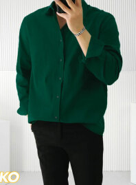 2061 - Solid Cotton Casual Shirt – Bottle Green