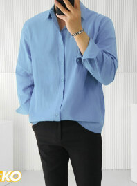 2062 - Solid Cotton Casual Shirt – Sky blue