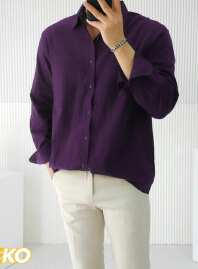 2064 - Solid Cotton Casual Shirt – Deep Purple