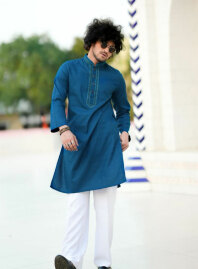 2083 - LUXE Cotton Panjabi - Navy Blue