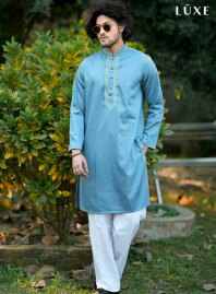 2085 - LUXE - Cotton Panjabi - Sky Blue