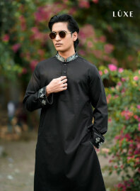 2087 - LUXE - Cotton Panjabi - Black1